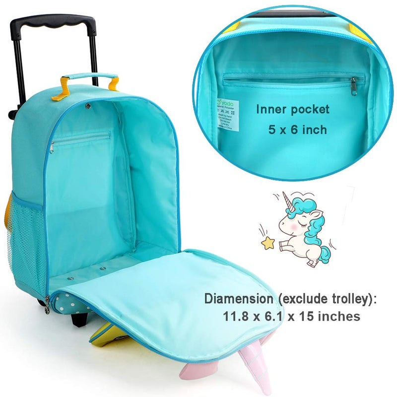 yodo Zoo 3-Way Kids Suitcase Luggage or Toddler Rolling Backpack with wheels, Medium Unicorn - Image 4